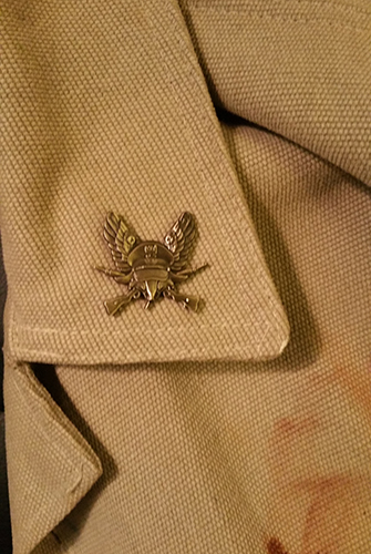 The pin on an actual lapel