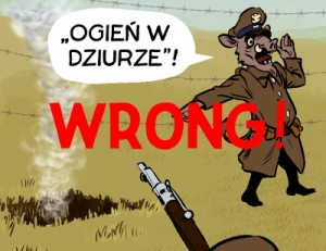 Word bubble containing "sierota" error, a consideration in Polish comics translation